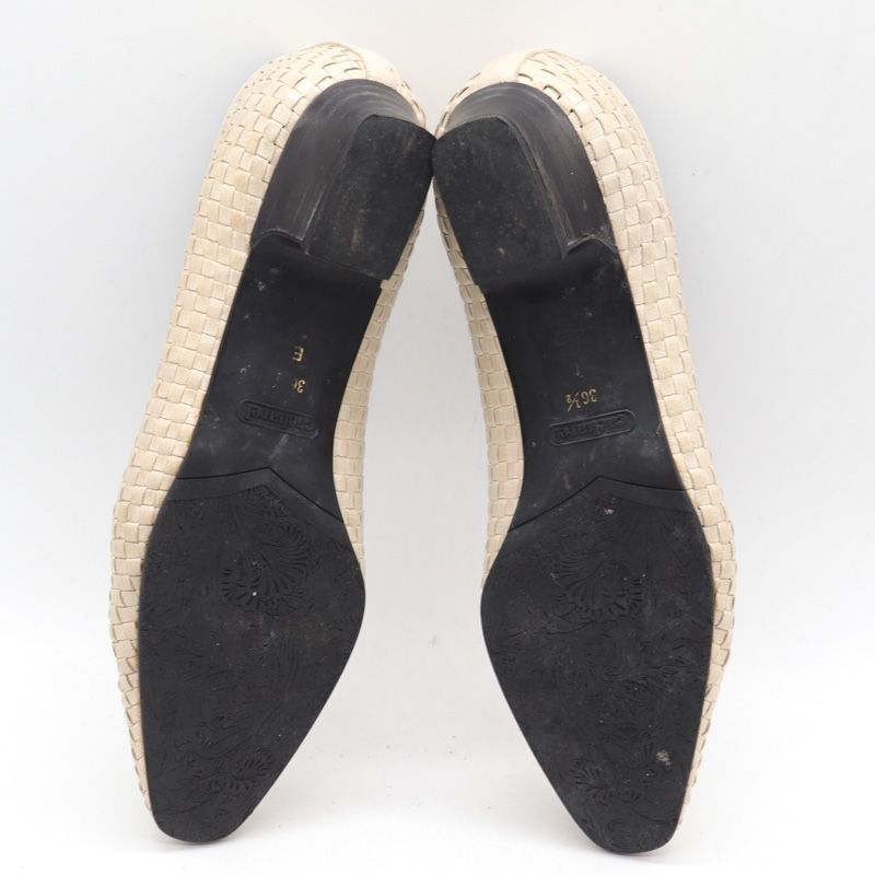 キャシャレル パンプス メッシュ ローヒール 日本製 ブランド 靴