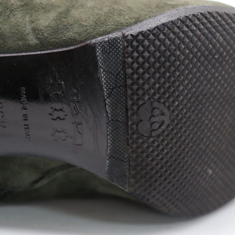 ロマネリ ロングブーツ スエードレザー 本革 ハイヒール イタリア製 ブランド シューズ 靴 レディース 36.5サイズ カーキ ROMANELLI  【中古】