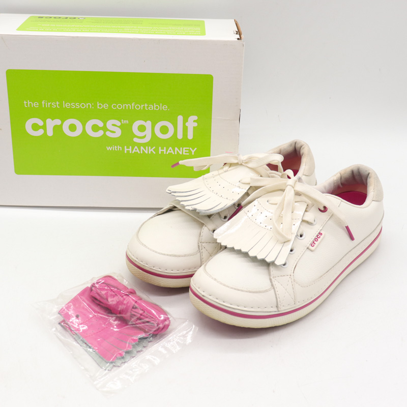 クロックス ゴルフシューズ スニーカー シューズ 靴 白 レディース W7サイズ ホワイト Crocs 【中古】