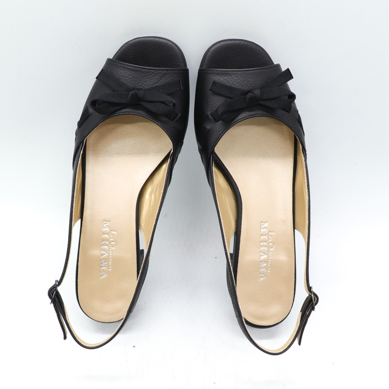 ミハマ サンダル ストラップ 靴 シューズ 日本製 黒 レディース 22cm
