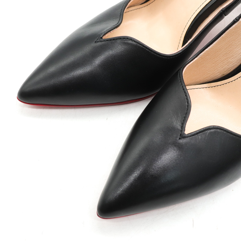 エイゾー パンプス 未使用 ポインテッドトゥ 本革 レザー 日本製 ブランド シューズ 靴 黒 レディース 22.5cmサイズ ブラック EIZO約75cmアウトソール全長