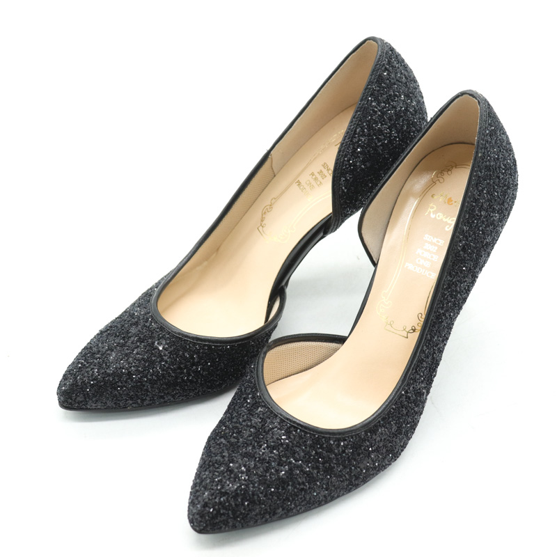 美品　アナスイ　ANNASUI 黒パンプス　ラメ　23 パーティ 美品アナスイANNASUI 黒パンプスラメ23 パーティ