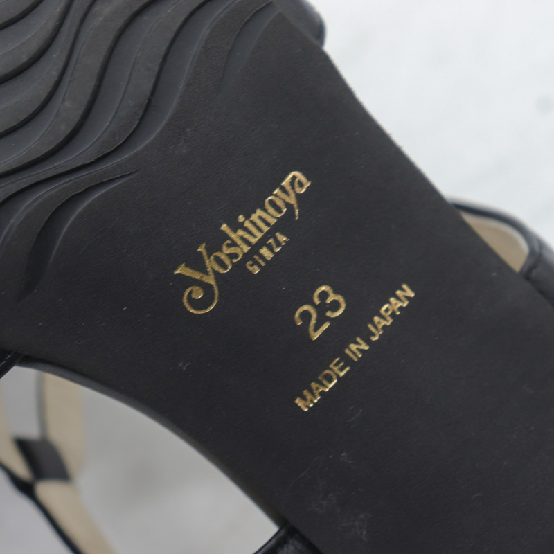 銀座ヨシノヤ サンダル バックストラップ 日本製 ブランド シューズ 靴 黒 レディース 23cmサイズ ブラック Yoshinoya 【中古】