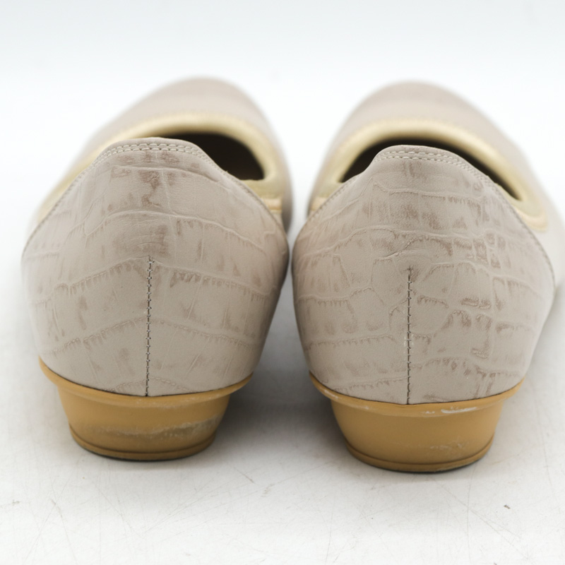 銀座ワシントン パンプス ラウンドトゥ 靴 シューズ 日本製 レディース 23cmサイズ ベージュ WASHINGTON 【中古】