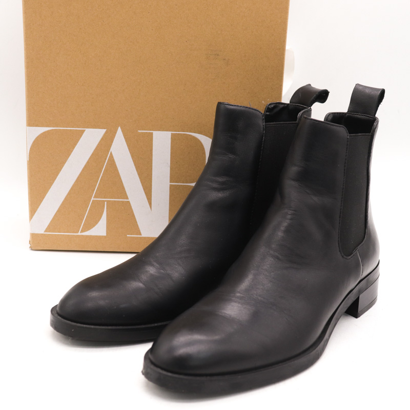 ザラ サイドゴアブーツ シューズ 靴 黒 レディース 37サイズ ブラック