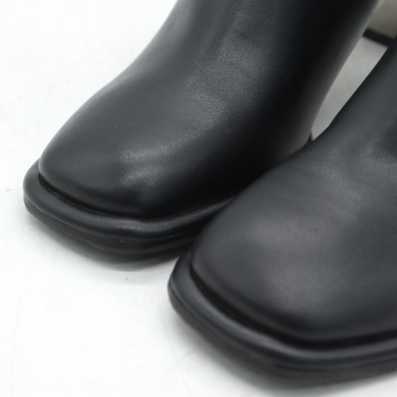 ザラ ショートブーツ 美品 スクエアトゥ メタリックヒール シューズ 靴 黒 レディース 37サイズ ブラック ZARA 【中古】