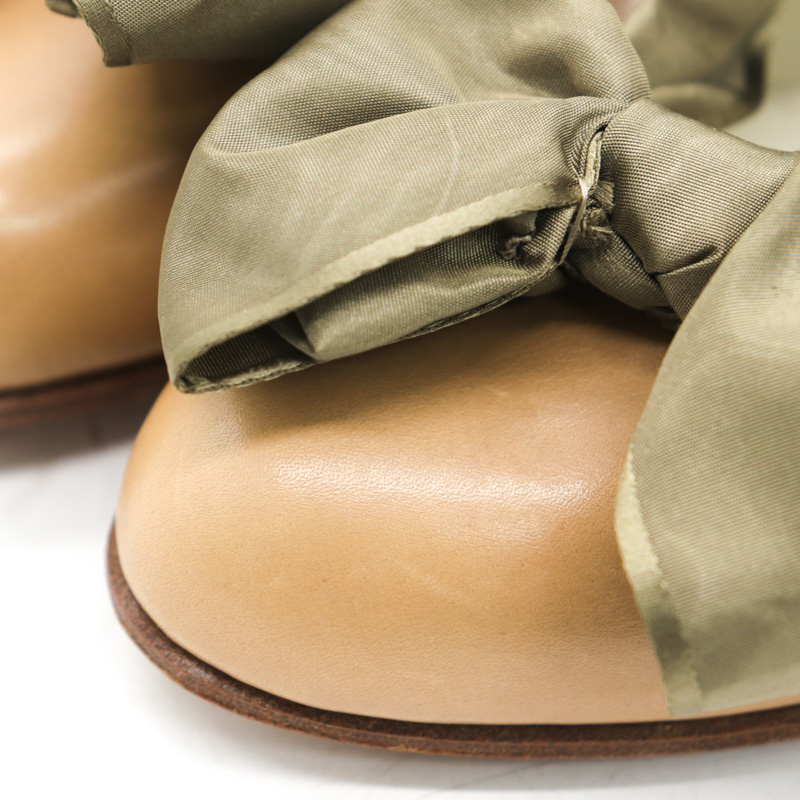 オト パンプス 本革 レザー リボン 日本製 ブランド シューズ 靴 レディース 36.5サイズ ベージュ OTO 【中古】