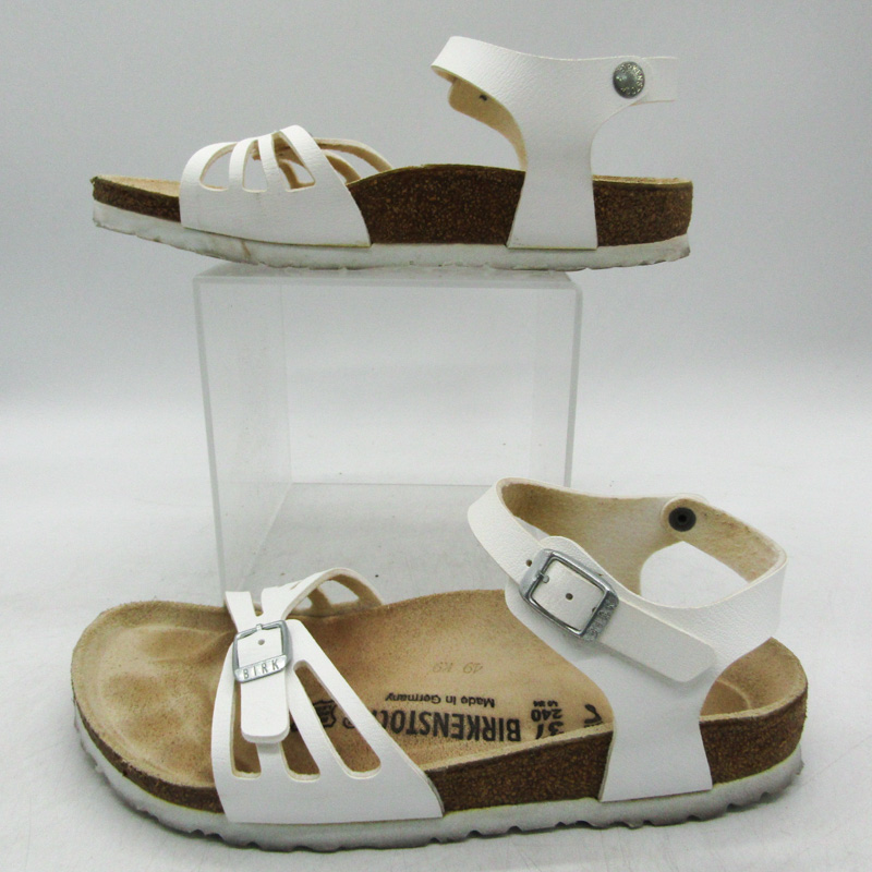 ビルケンシュトック サンダル 本革 レザー ブランド 靴 ドイツ製 白 レディース 24サイズ ホワイト BIRKENSTOCK 【中古】