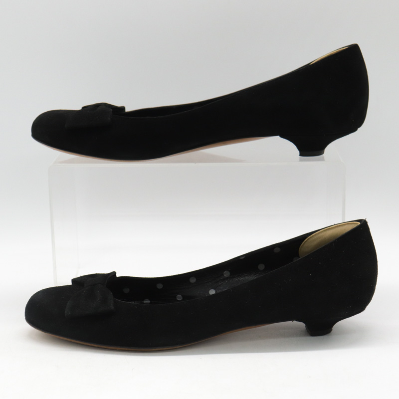 モスキーノ パンプス ラウンドトゥ 本革 レザー ブランド シューズ 靴 イタリア製 黒 レディース 37.5サイズ ブラック MOSCHINO  【中古】