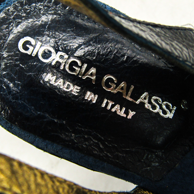 ジョルジアガラッシ サンダル 本革 レザー ブランド 靴 イタリア製 レディース 35サイズ ネイビー GIORGIA GALASSI 【中古】