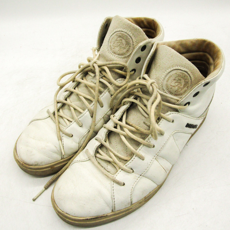 ディーゼル スニーカー ハイカット ブランド シューズ 靴 白 メンズ 27.5サイズ ホワイト DIESEL 【中古】