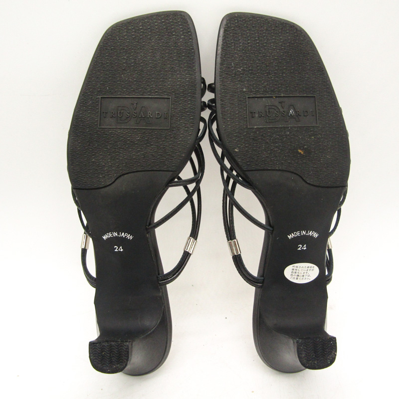 トラサルディ ミュール サンダル ブランド 靴 日本製 黒 レディース 24サイズ ブラック TRUSSARDI 【中古】