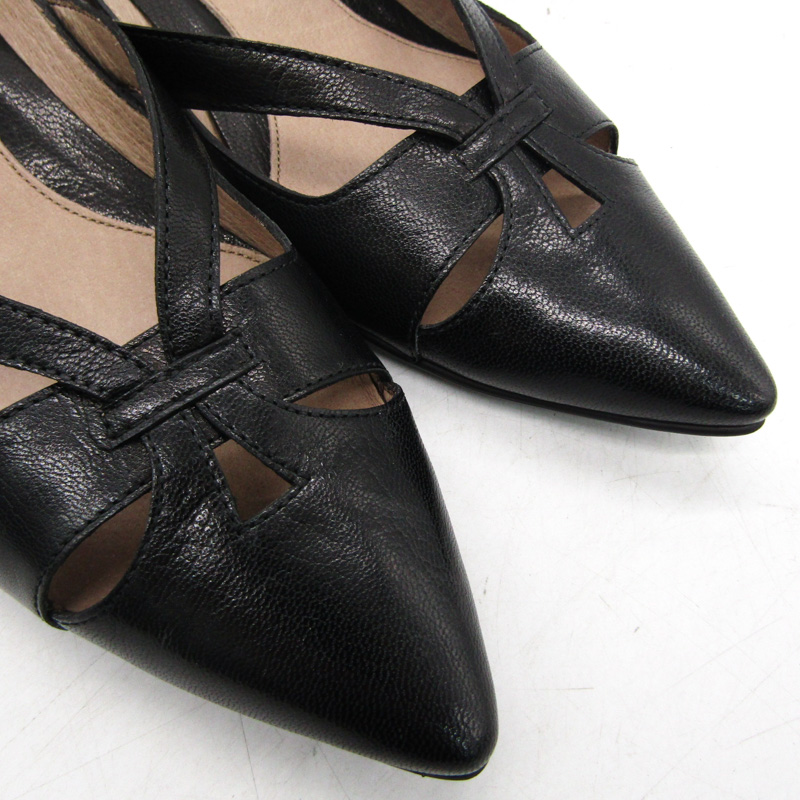 パンプス ローヒール 黒 フラットパンプス 本革 ラボキゴシ ワークス