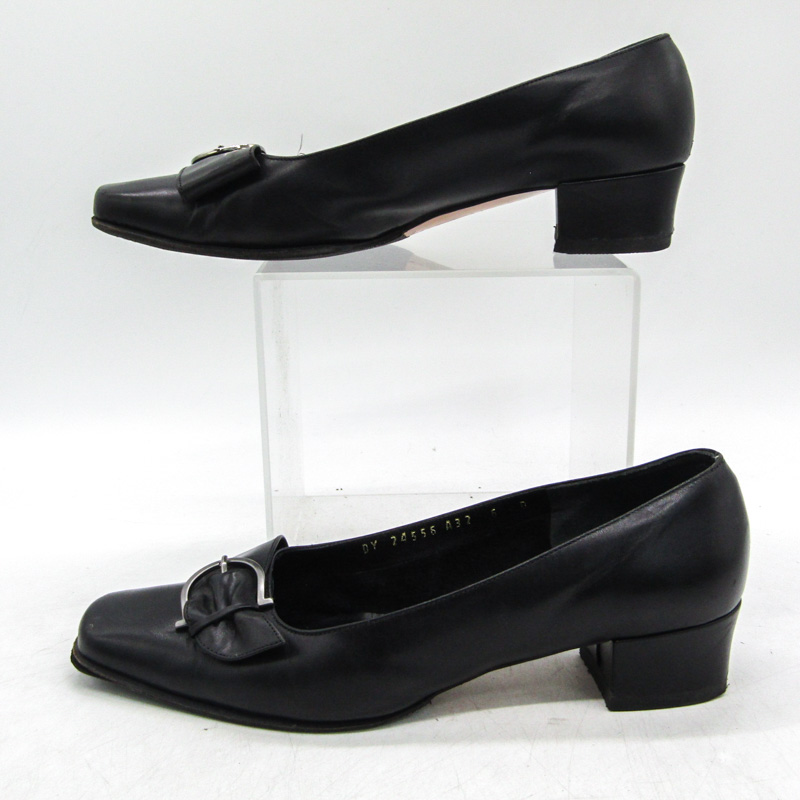 Ferragamo 黒ヴァラリボンハイヒール サイズ5