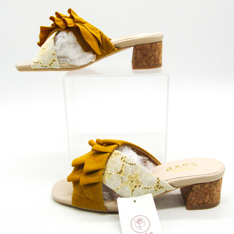 アクシーズファム フリル×レースミュール サンダル 未使用 HN622X27 靴  