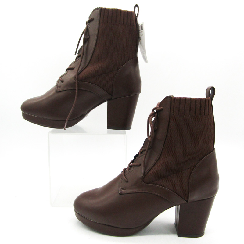 ENZO ANGIOLINI ラビットファー付き レースアップ ブーツ なまなましい 