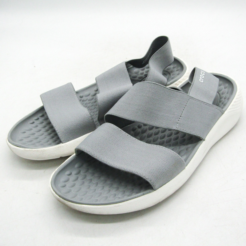 Crocs グレー サンダル*7 クロックス フラットサンダル ブランド 靴 レディース w7サイズ