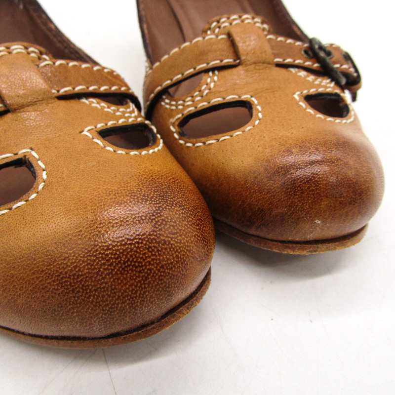 ラボキゴシワークスポインテッドトゥシューズキャメル