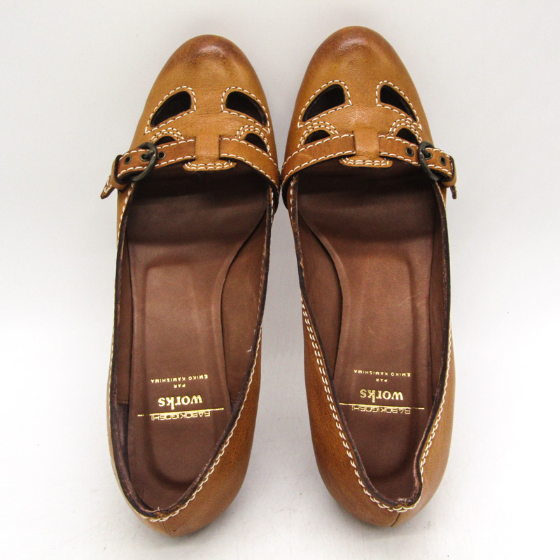 ラボキゴシワークスポインテッドトゥシューズキャメル