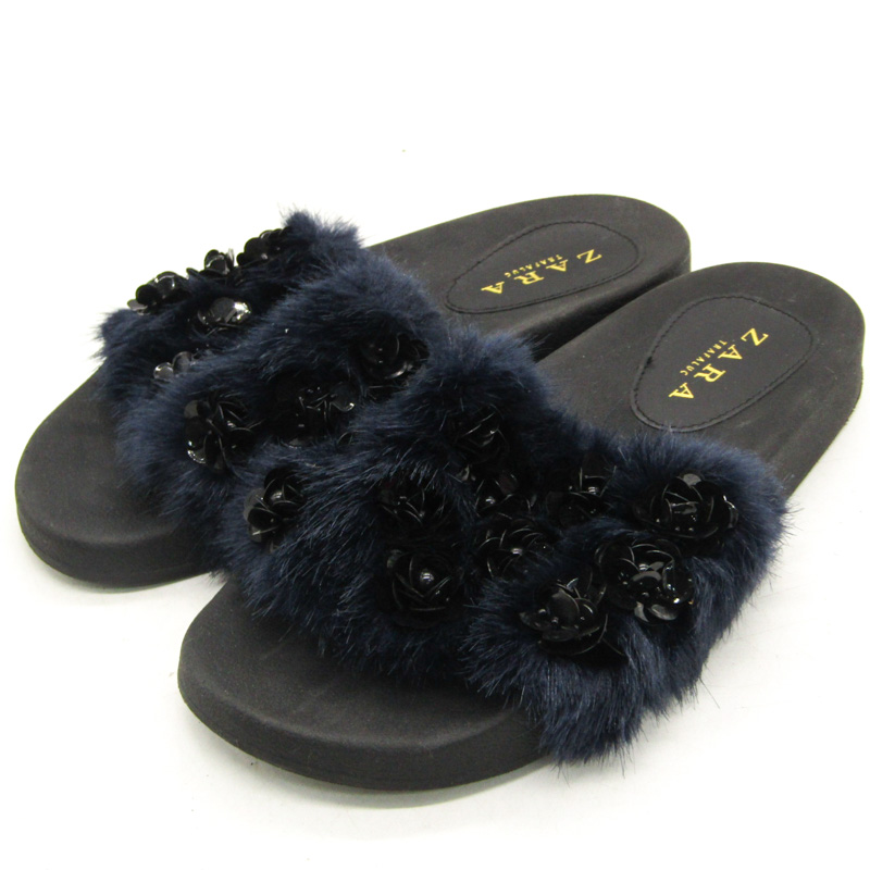 未使用品】 タグ付 ZARA ザラ ミュール サンダル ファー