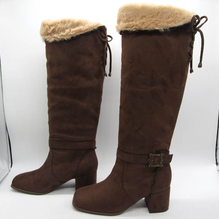訳あり未使用【アクシーズファム】（L）ロングブーツ ファー レース スエード アクシーズファム バックルデザインロングブーツ TL623X101 未使用