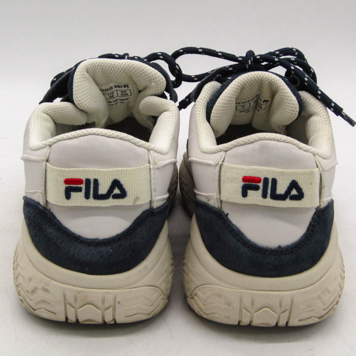 フィラ FILA×FOLDER コラボスニーカー ローカット 厚底 シューズ 靴 白 レディース 25サイズ ホワイト×ネイビー FILA 【中古】｜ FILA｜店舗買取｜シューズ＞スニーカー｜USEDのアパレル通販サイト - SMASELL（スマセル）