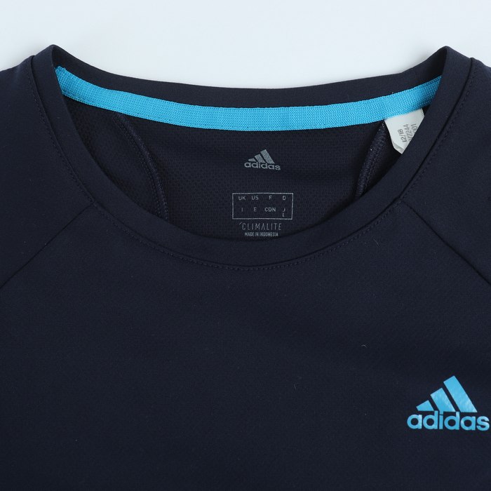 アディダス 半袖Ｔシャツ トップス ワンポイントロゴ クライマライト スポーツウエア レディース Lサイズ ネイビー adidas  【中古】｜adidas｜店舗買取｜トップス＞Tシャツ/カットソー｜USEDのアパレル通販サイト - SMASELL（スマセル）