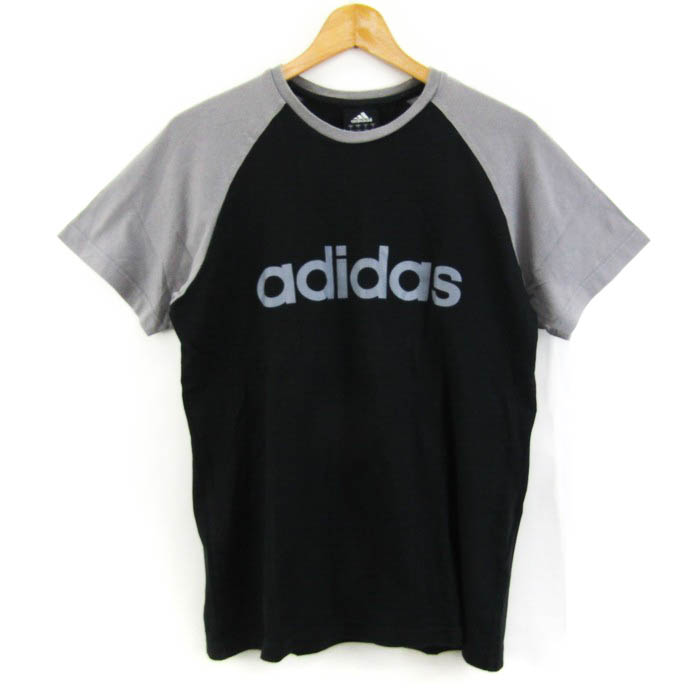 アディダス 半袖Ｔシャツ トップス ロゴT ラグラン袖 スポーツウエア メンズ Mサイズ 黒×グレー adidas 【中古】｜adidas ｜店舗買取｜トップス＞Tシャツ/カットソー｜USEDのアパレル通販サイト - SMASELL（スマセル）