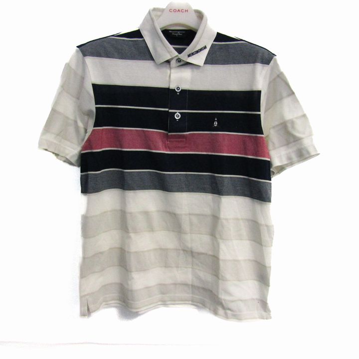 新品タグ付き日本製マンシングウェアGrand Slamストライプポロシャツ L 新品タグ付き日本製マンシングウェアGrand Slamストライプ