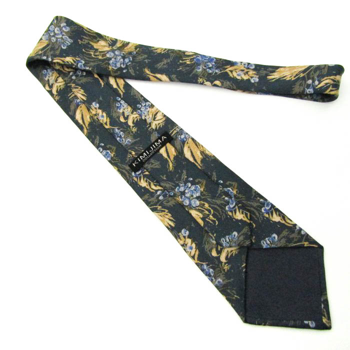 キミジマ ブランド ネクタイ シルク 花柄 総柄 メンズ ネイビー