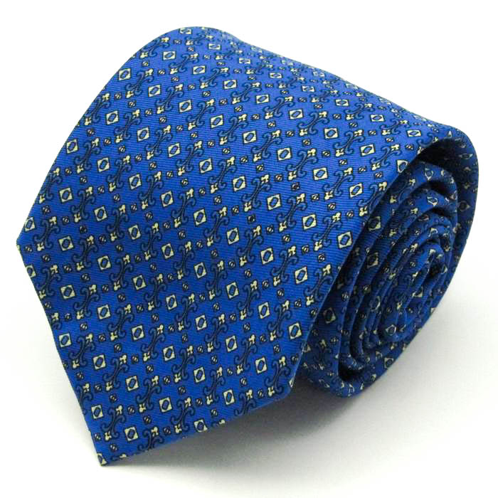 HERMES ネクタイ ブルー系 幾何学模様 パターン柄 HERMES ネイビー