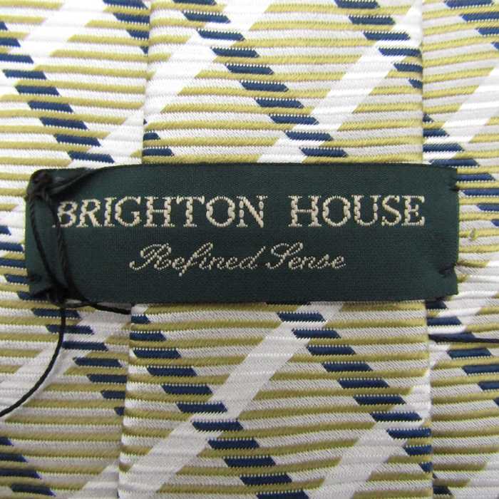 ブライトンハウス ブランド ネクタイ シルク チェック柄 格子柄 未使用タグ付 メンズ グリーン brighton house 【中古】