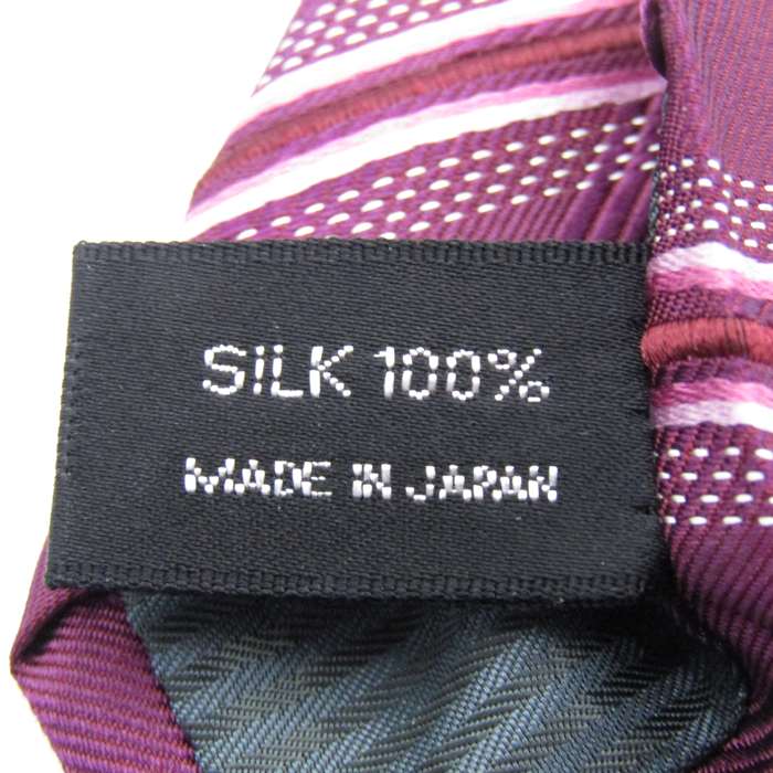 【美品】レノマパリス　イタリア製シルクニットタイ　パープル レノマ ブランド ネクタイ アイビーストライプ柄 シルク 日本製