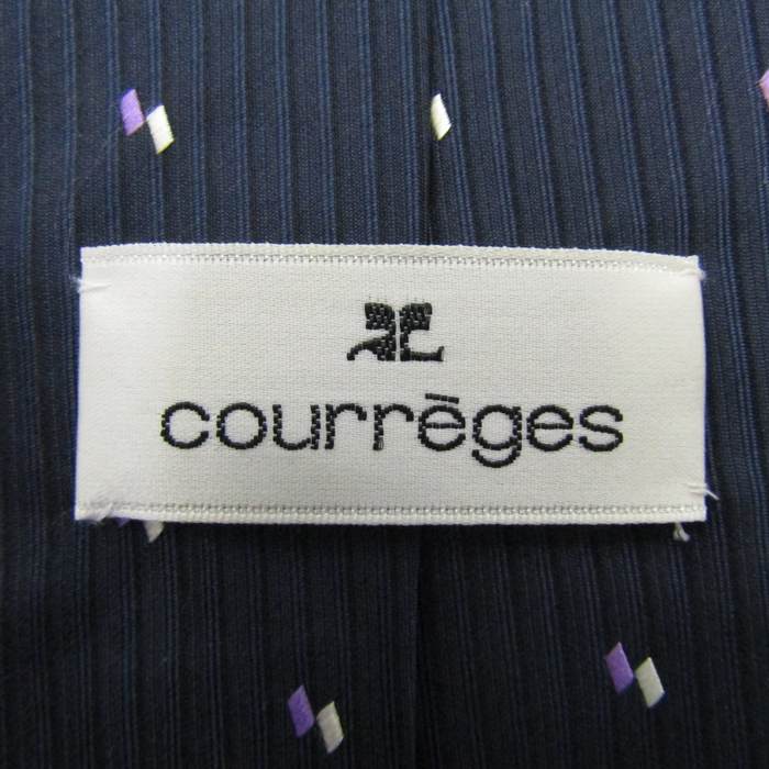 クレージュ ブランド ネクタイ シルク 小紋柄 総柄 メンズ ネイビー courreges 【中古】