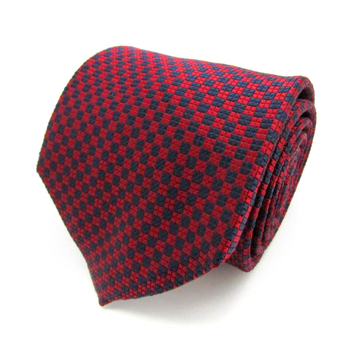 BURBERRY ネクタイ レッド ブロックチェック柄 ロゴ ドット BURBERRY ネクタイ レッド ブロックチェック柄 ロゴ ドット