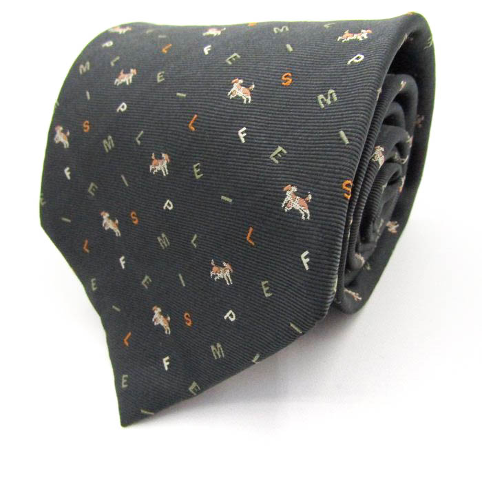 シンプルライフ ブランド ネクタイ 動物柄 犬 シルク 日本製 未使用