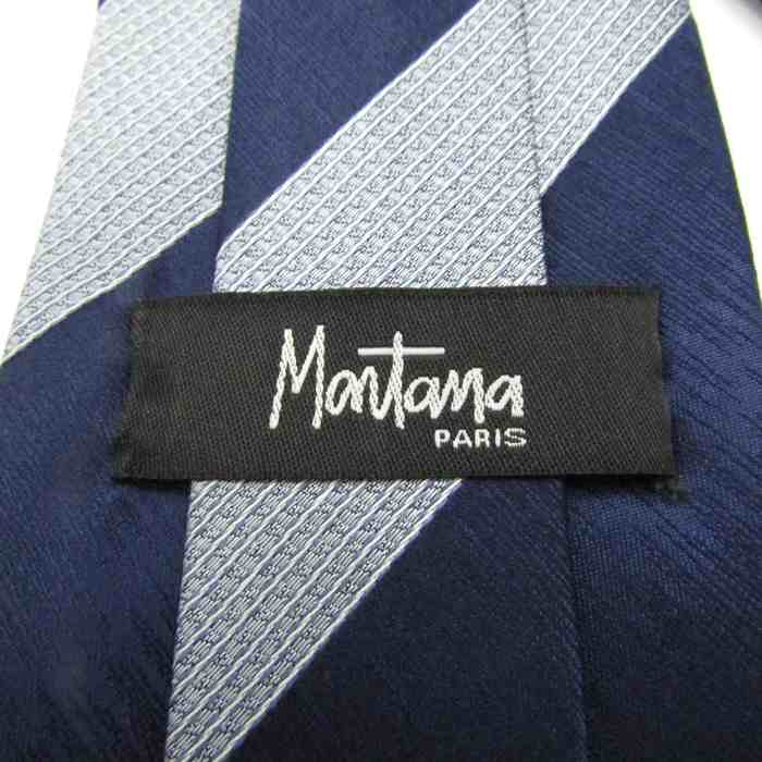 モンタナ ブランド ネクタイ ロゴ ストライプ柄 シルク PO メンズ ネイビー MONTANA  【中古】｜MONTANA｜店舗買取｜フォーマルスーツ/小物＞ネクタイ｜USEDのアパレル通販サイト - SMASELL（スマセル）