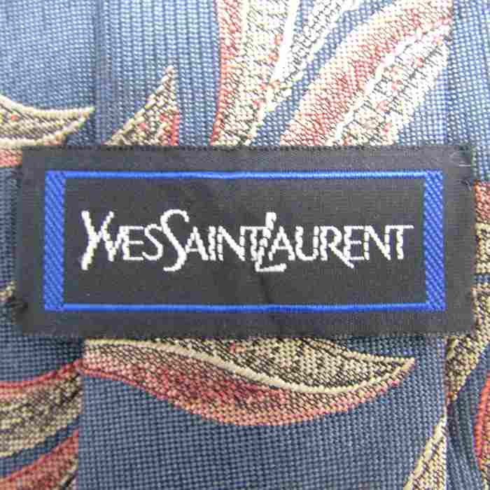 イヴ・サンローラン ブランド ネクタイ YSL 総柄 リーフ柄 シルク PO 
