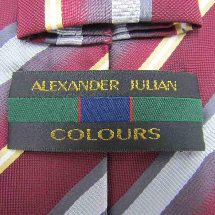 アレクサンダージュリアン ブランド ネクタイ ストライプ柄 PO メンズ ワインレッド Alexander Julian 【中古】｜Alexander  Julian｜店舗買取｜フォーマルスーツ/小物＞ネクタイ｜USEDのアパレル通販サイト - SMASELL（スマセル）