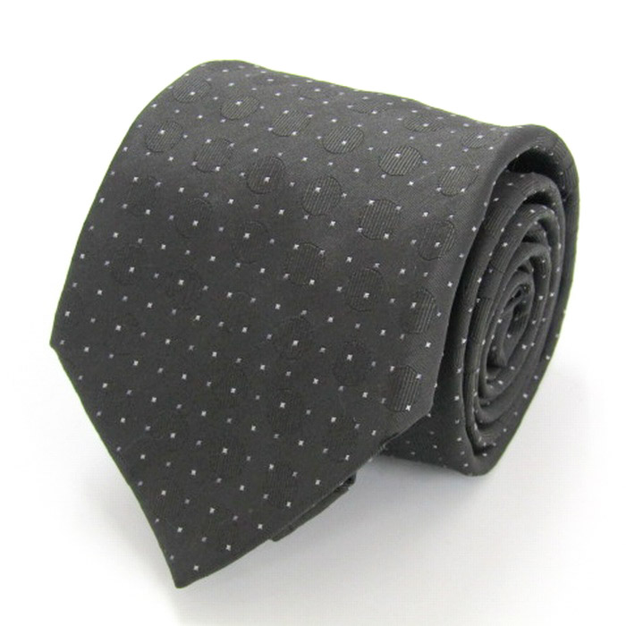 【極美品】 Calvin Klein ネクタイ グレー 小紋柄 総柄 ビジネス 中古ルイヴィトン LOUIS VUITTON ネクタイ 絹 シルク レギュラータイ