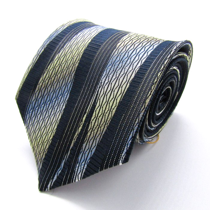 西陣 ブランド ネクタイ ストライプ柄 シルク 未使用タグ付 PO メンズ