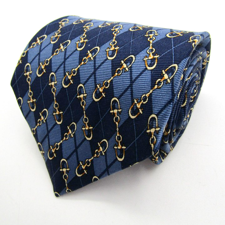 ランセル ブランド ネクタイ シルク チェーン柄 チェック柄 PO