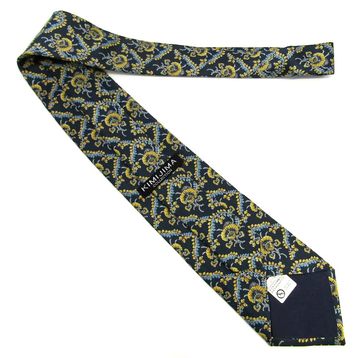 キミジマ ブランド ネクタイ シルク ボタニカル柄 総柄 PO メンズ