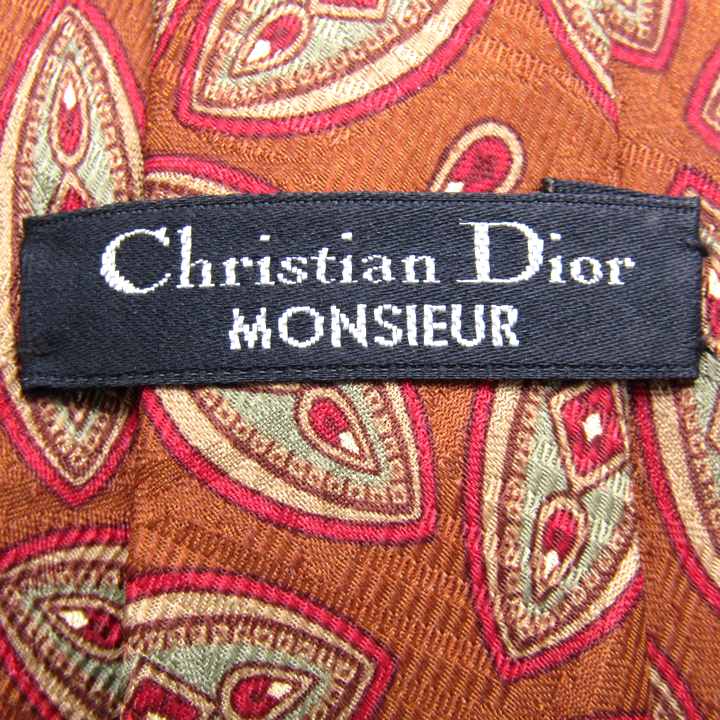 【美品】 Dior ディオール ブラウン系 ペイズリー柄 花柄 ネクタイ Christian Diorネクタイ 花柄 シルク ブラウン ディオール 美品 総柄