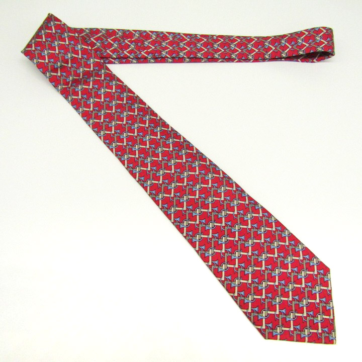 エルメス ブランド ネクタイ ラッパ 楽器 チェック柄 格子柄 シルク
