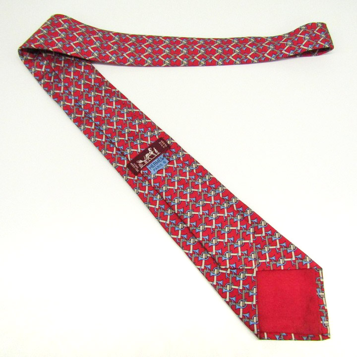エルメス ブランド ネクタイ ラッパ 楽器 チェック柄 格子柄 シルク