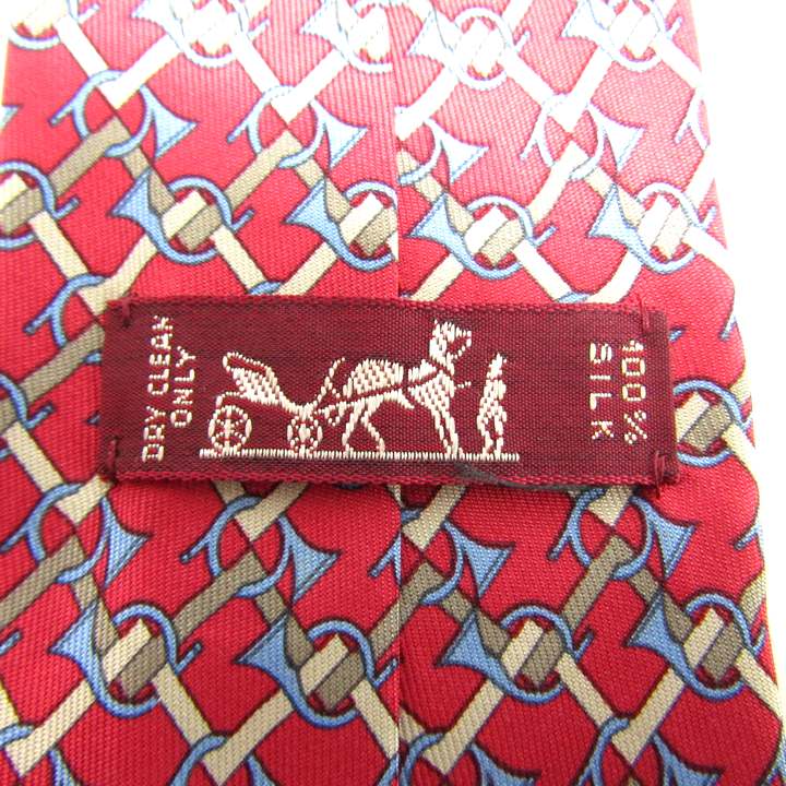 美品 エルメス HERMES ネクタイ シルク100% フランス製 チェーン柄
