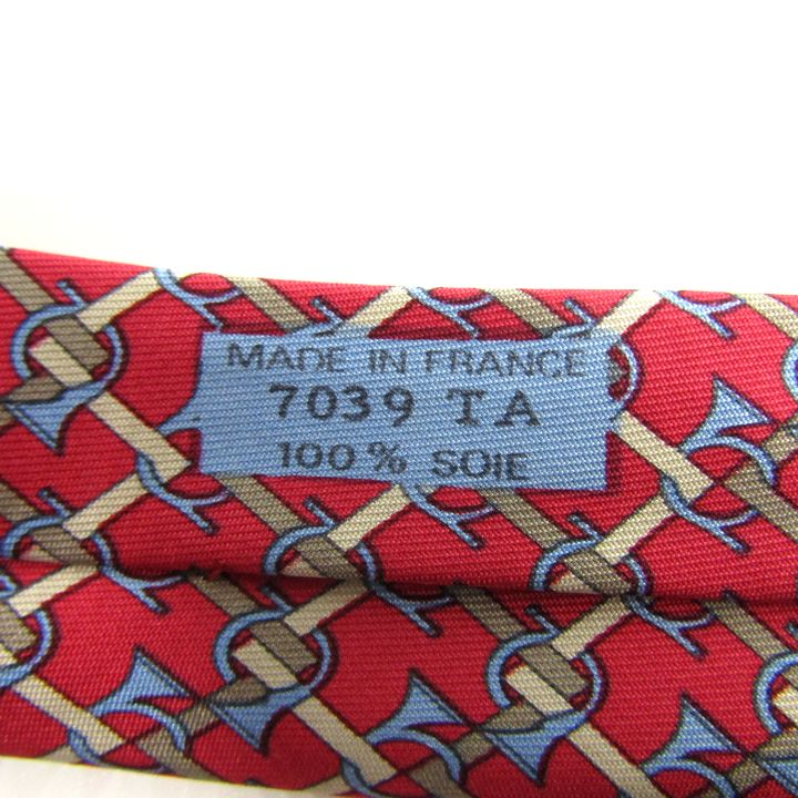 エルメス ブランド ネクタイ ラッパ 楽器 チェック柄 格子柄 シルク