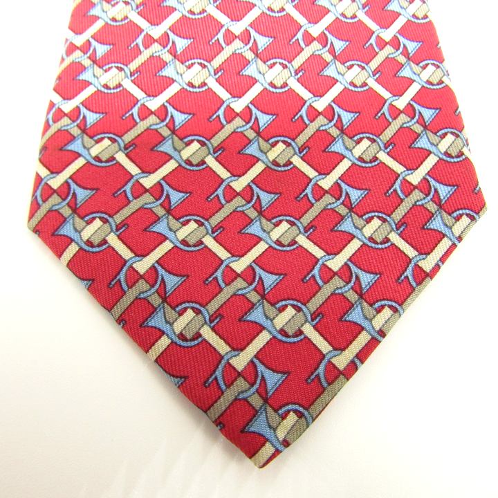 エルメス ブランド ネクタイ ラッパ 楽器 チェック柄 格子柄 シルク