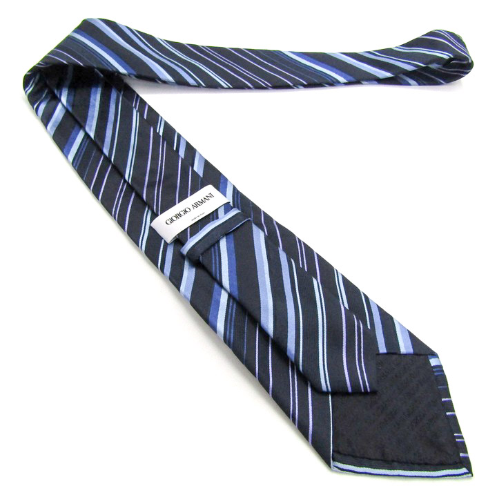 未使用タグ付　アルマーニ　ネクタイ　紺　ストライプ　シルク・ウール ジョルジオアルマーニ ブランド ネクタイ ストライプ柄 シルク
